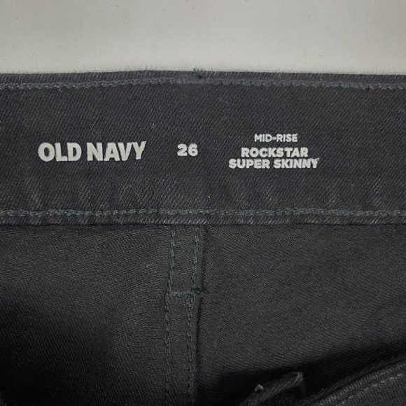 Old Navy Womens Mid Rise Rockstar Super Skinny Jeans Black Size 26-Plus 48X30 - Picture 5 of 8